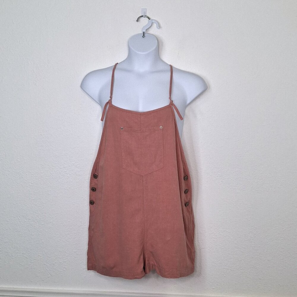 BDG Dusty Rose Pink Tie-Strap Romper Shorts